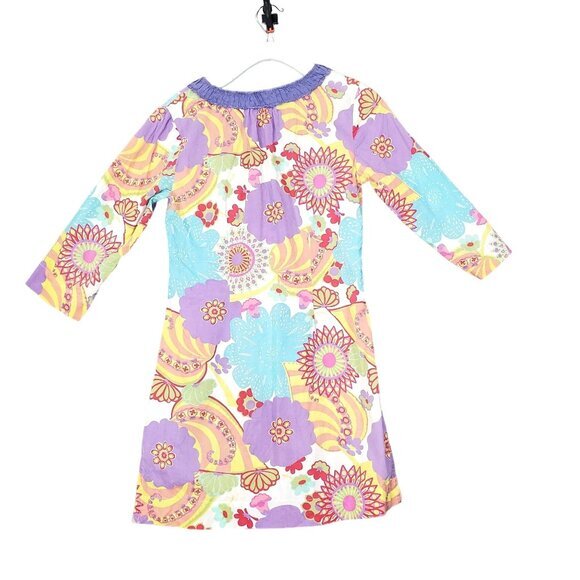 BODEN Womens Swim Cover Size 4 Jeweled‎ Tunic Floral Retro Sleeves Purple Blue - Picture 2 of 8